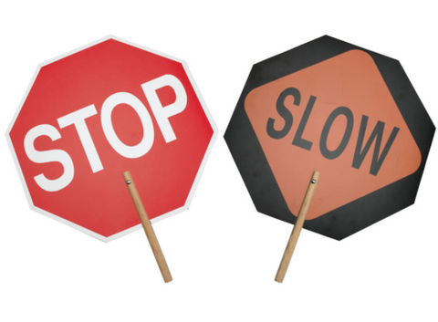 Highway Safety Flag Company Stop/Slow Paddle Sign 18" Plastic with 12" Wood Handle #103275  (# 2457 )